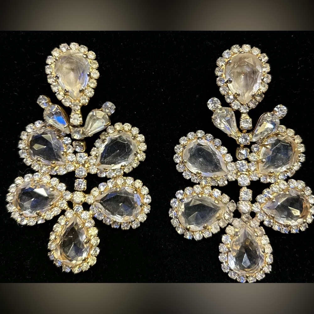 Rare XL Vintage Kenneth Lane Crystal Drop Earrings STUNNING